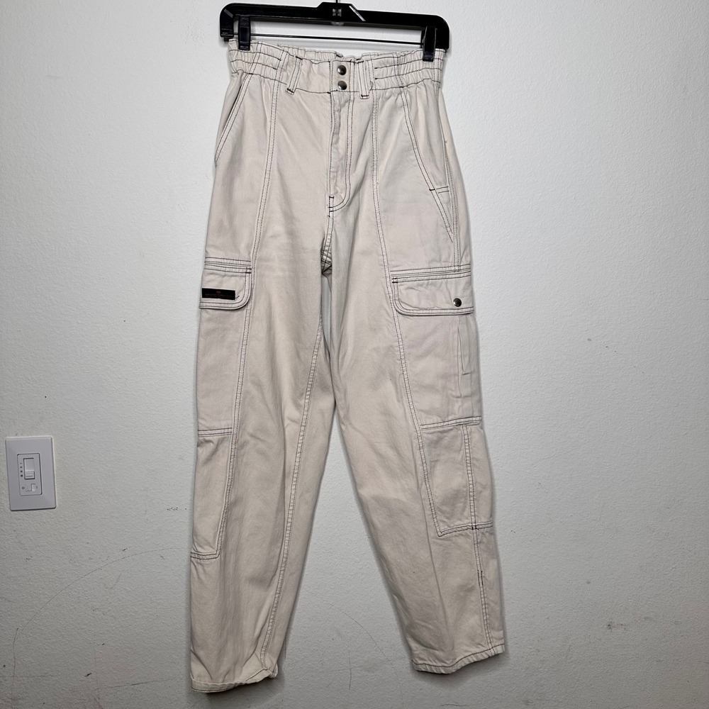BDG Urban Outfitters Blaine Cargo Skate Pants Cream Off-White W26 L32 High Rise
